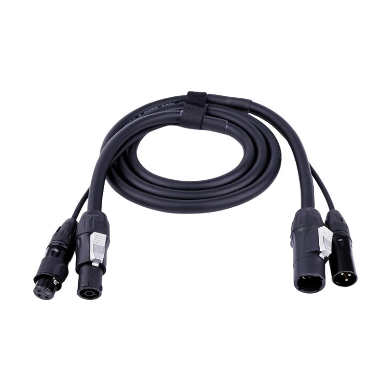 BESCOOS كابل طاقة Twist/DMX مقاوم للماء IP65 13AWG موصل طاقة خارجي SAC3FX إلى SAC3MX وموصل إشارة XLR للإضاءة المسرحية هجين مع تكامل إشارة طاقة مكبر الصوت النشط (6 أقدام) - Image 3